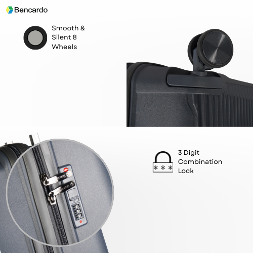 Bencardo Tulip 3Pc Luggage Set | Hard-Shell Trolley Bags (20", 24", 28")