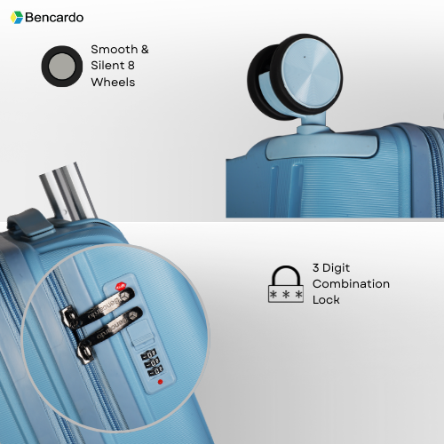 Bencardo Lilyy 3-Piece Hard Luggage Set | 20" 24" 28" | Durable & Stylish Travel Bags
