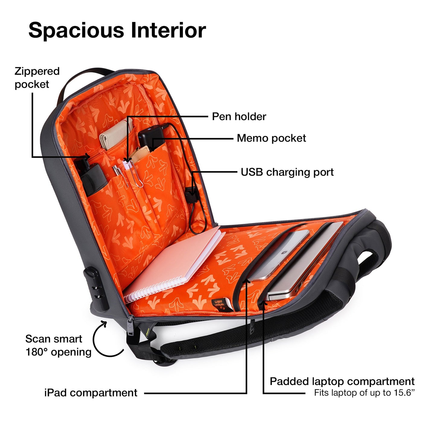 Nasher Miles Queens Passenger Workpack 22 Liters Water Resistant, Padded, Premium Reversed Polyester Laptop Backpack | Number Lock with USB charging| Unisex | Ideal For Office