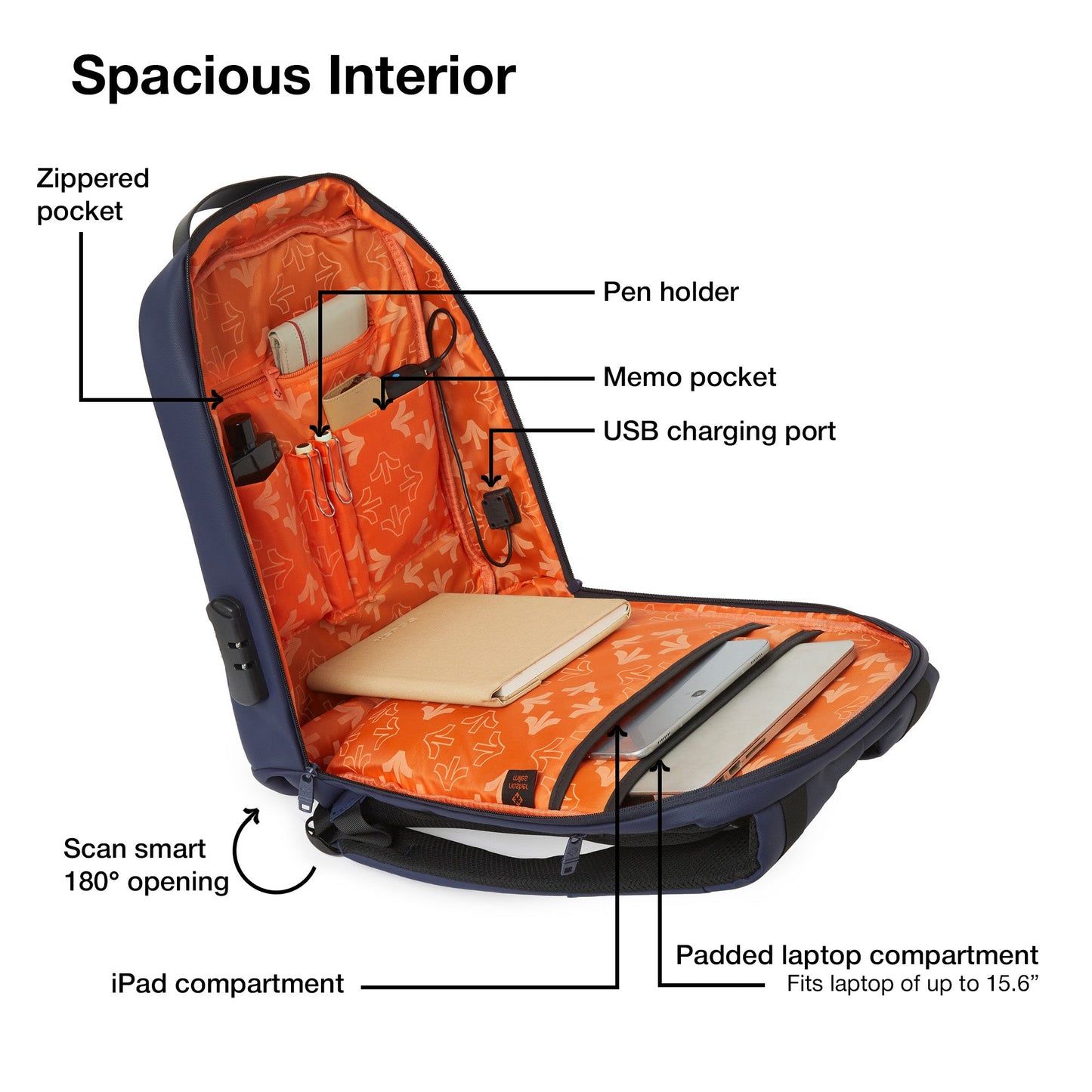 Nasher Miles Queens Passenger Workpack 22 Liters Water Resistant, Padded, Premium Reversed Polyester Laptop Backpack | Number Lock with USB charging| Unisex | Ideal For Office