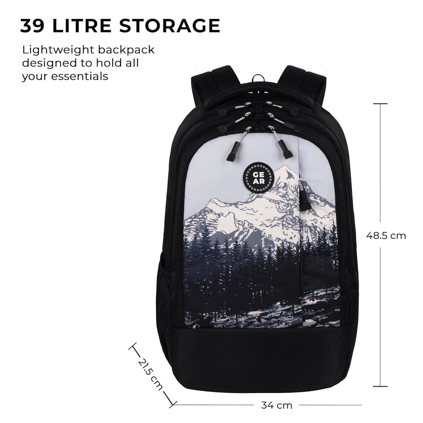 Gear Alpine 39L Large Water Resistant School Bag || Stylish, Lightweight & Spacious for Everyday Use
