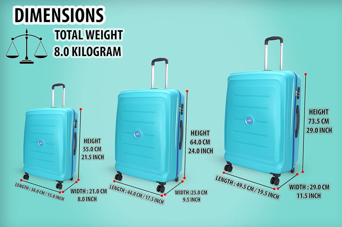 VIP Manama Polycarbonate Luggage Bags (Set of 3 PC)