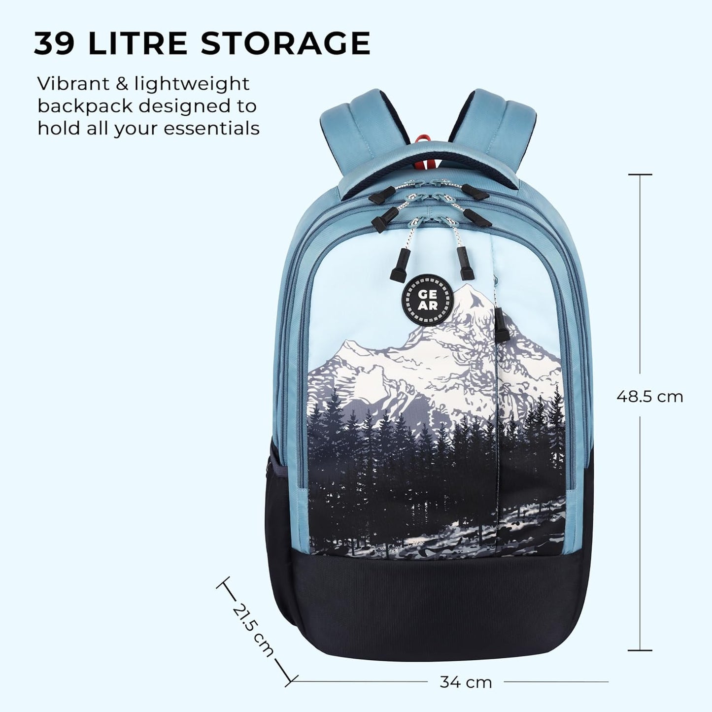 Gear Alpine 39L Large Water Resistant School Bag || Stylish, Lightweight & Spacious for Everyday Use