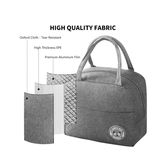 Insulated Lunch Bag for Women Men, Small Portable Reusable Lunch Cooler Tote Bag, Leakproof Thermal Lunch Box for Work, School, Office, Travel (Gray)