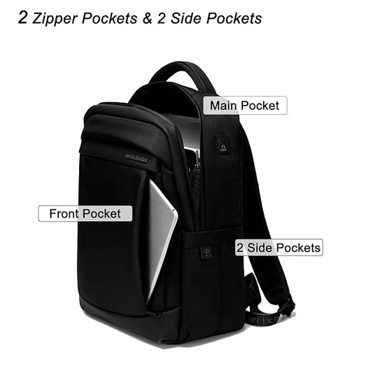 Medium 21 L Laptop Backpack B00478 Slim Light-weight Anti-theft 15.6" Laptop Bag for Business College (Black)