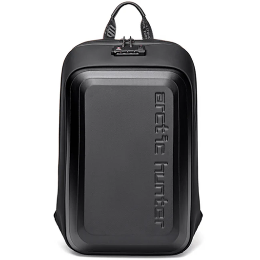 ah arctic hunter Slim Backpack For Men 18L Semi-Hard 15.6" Laptop Bag Anti-Theft Backpack With Lock With Inner Bottle Pocket Water-Resistant Gaming Backpack For Business College Daily Use, Black