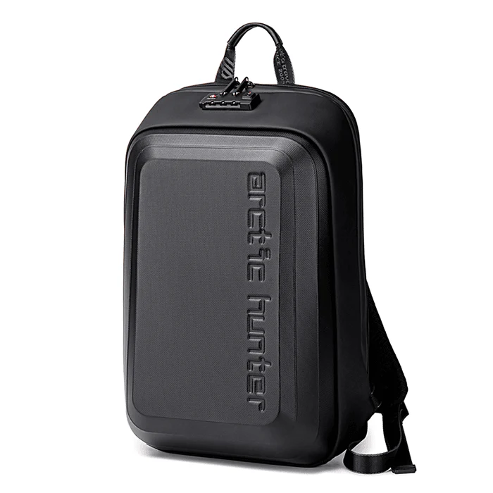 ah arctic hunter Slim Backpack For Men 18L Semi-Hard 15.6" Laptop Bag Anti-Theft Backpack With Lock With Inner Bottle Pocket Water-Resistant Gaming Backpack For Business College Daily Use, Black
