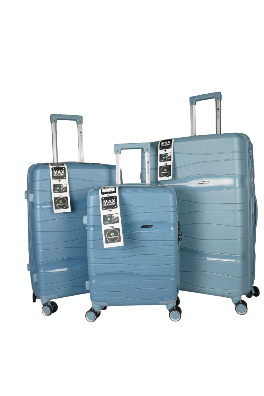Bencardo SWISS 3Pc Hard-Shell Travel Luggage Set | Anti-Theft Zipper | Combination Lock