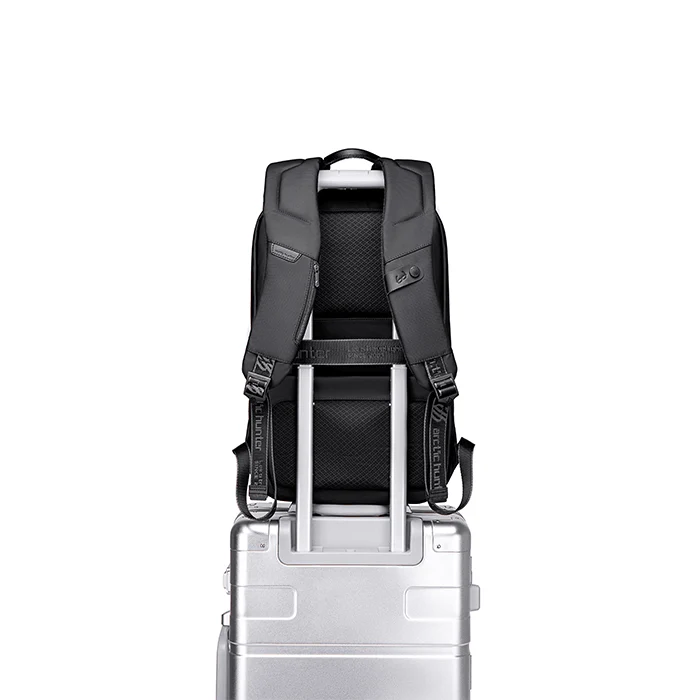 ah arctic hunter Slim Backpack For Men 18L Semi-Hard 15.6" Laptop Bag Anti-Theft Backpack With Lock With Inner Bottle Pocket Water-Resistant Gaming Backpack For Business College Daily Use, Black