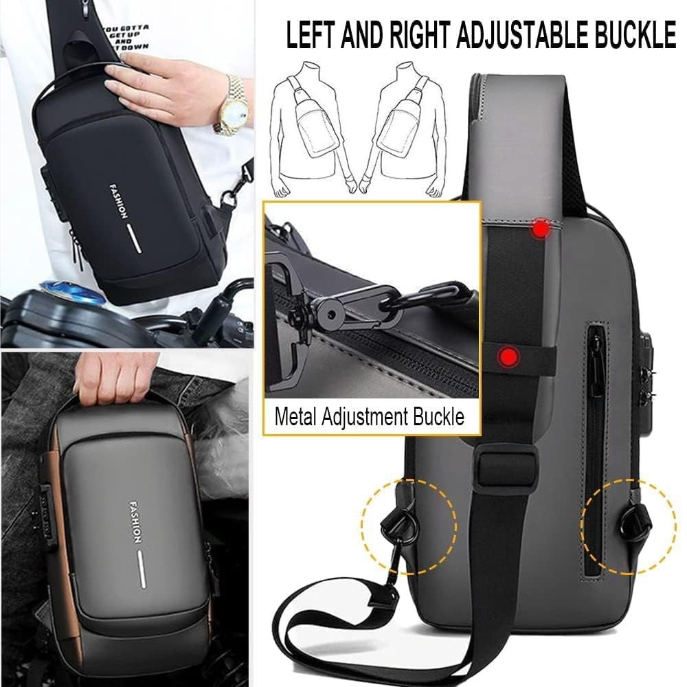 Waterproof Anti-Theft Sling Bag with USB Charging Port – Unisex Crossbody Chest Backpack | ANTI THEFT CHEST POUCH