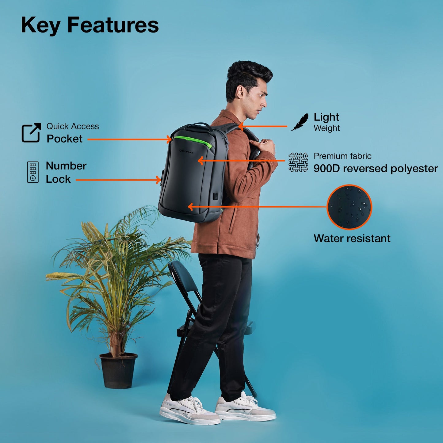 Nasher Miles Queens Passenger Workpack 22 Liters Water Resistant, Padded, Premium Reversed Polyester Laptop Backpack | Number Lock with USB charging| Unisex | Ideal For Office