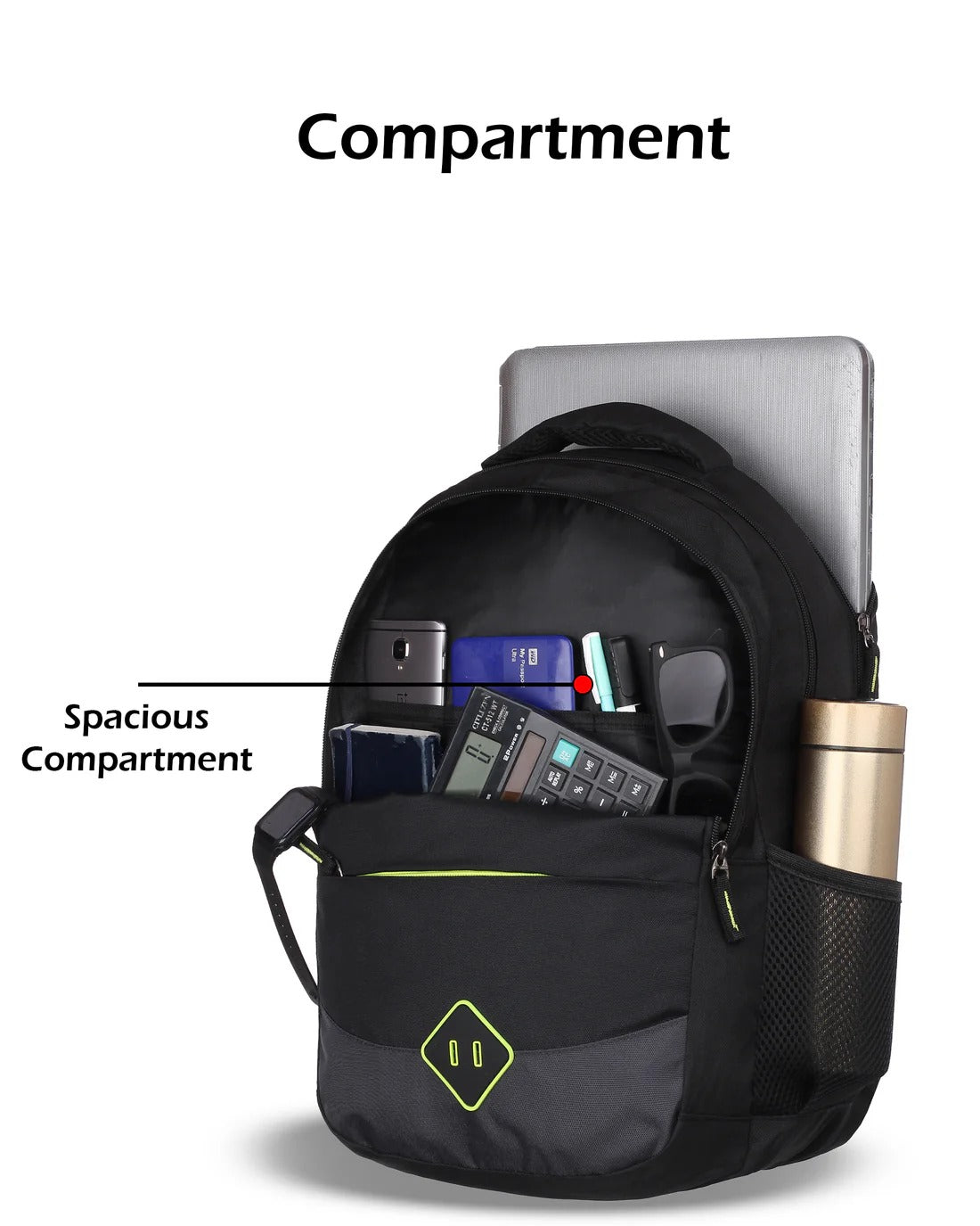 Safari Trixy Pro 32L Backpack – Multi-Pocket Polyester Bag for Men & Women (Black, 2 Compartments)