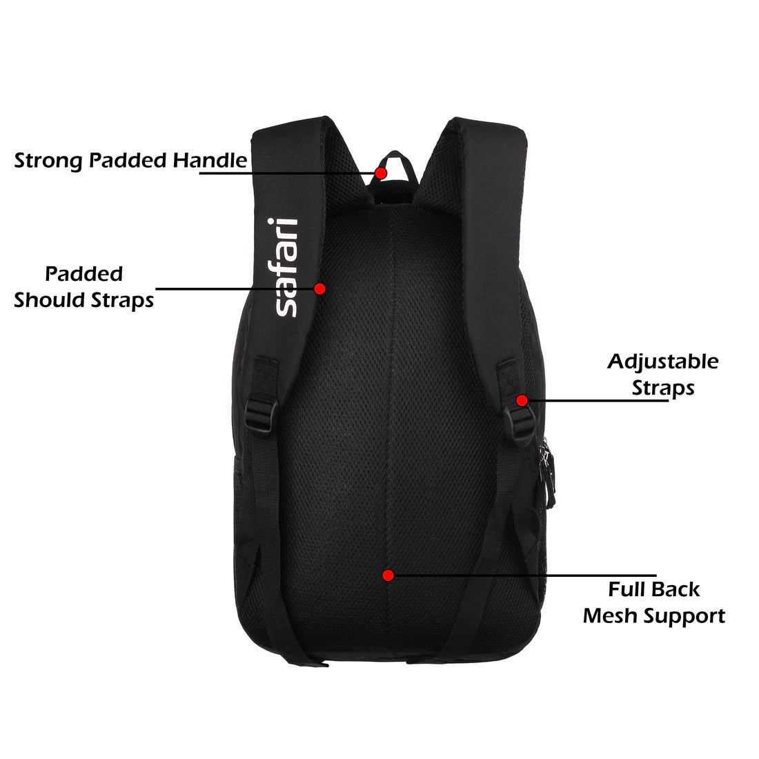 Safari Trixy Pro 32L Backpack – Multi-Pocket Polyester Bag for Men & Women (Black, 2 Compartments)