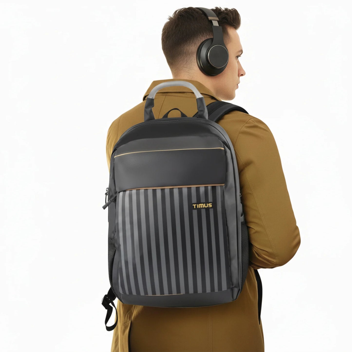 Timus Spain Backpack for Men & Women - 18 Liter | Water-Resistant Premium Polyester Backpack with Padded Laptop Compartment (fits upto 15.6 inches) | Lightweight Travel Bag (Black) color