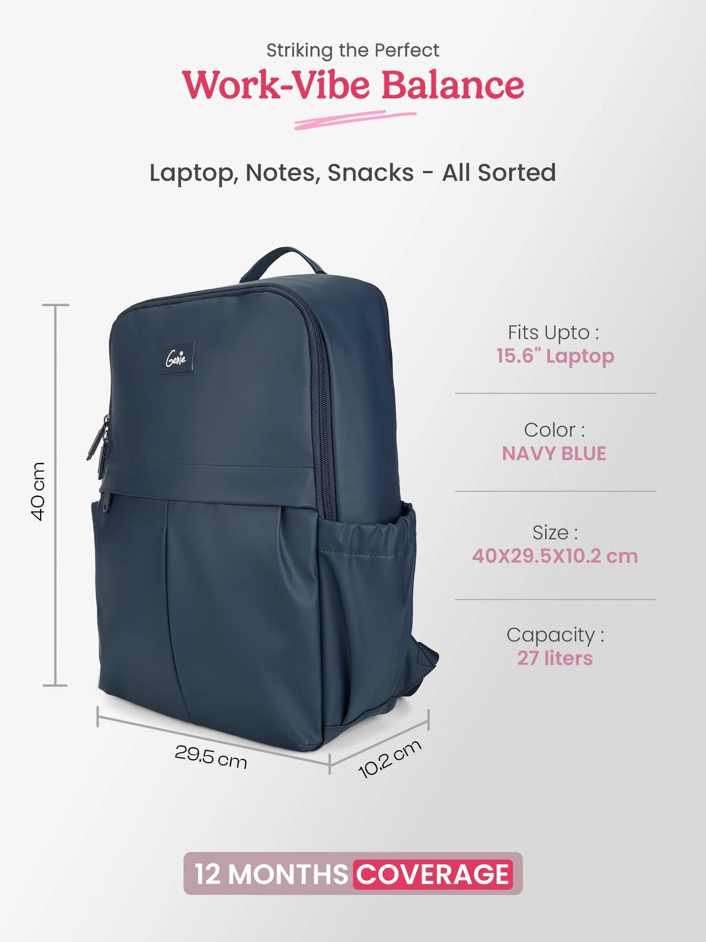 Cipher 27 L Navy Blue Formal Backpack Laptop Sleeve