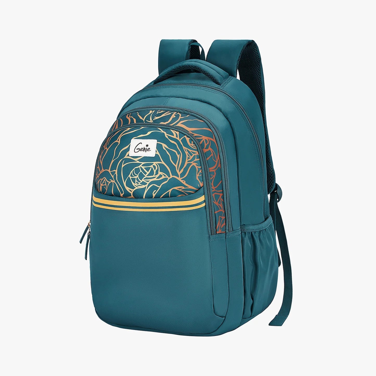Glow 36L Black Laptop Backpack With Raincover (Black & Dark Green)