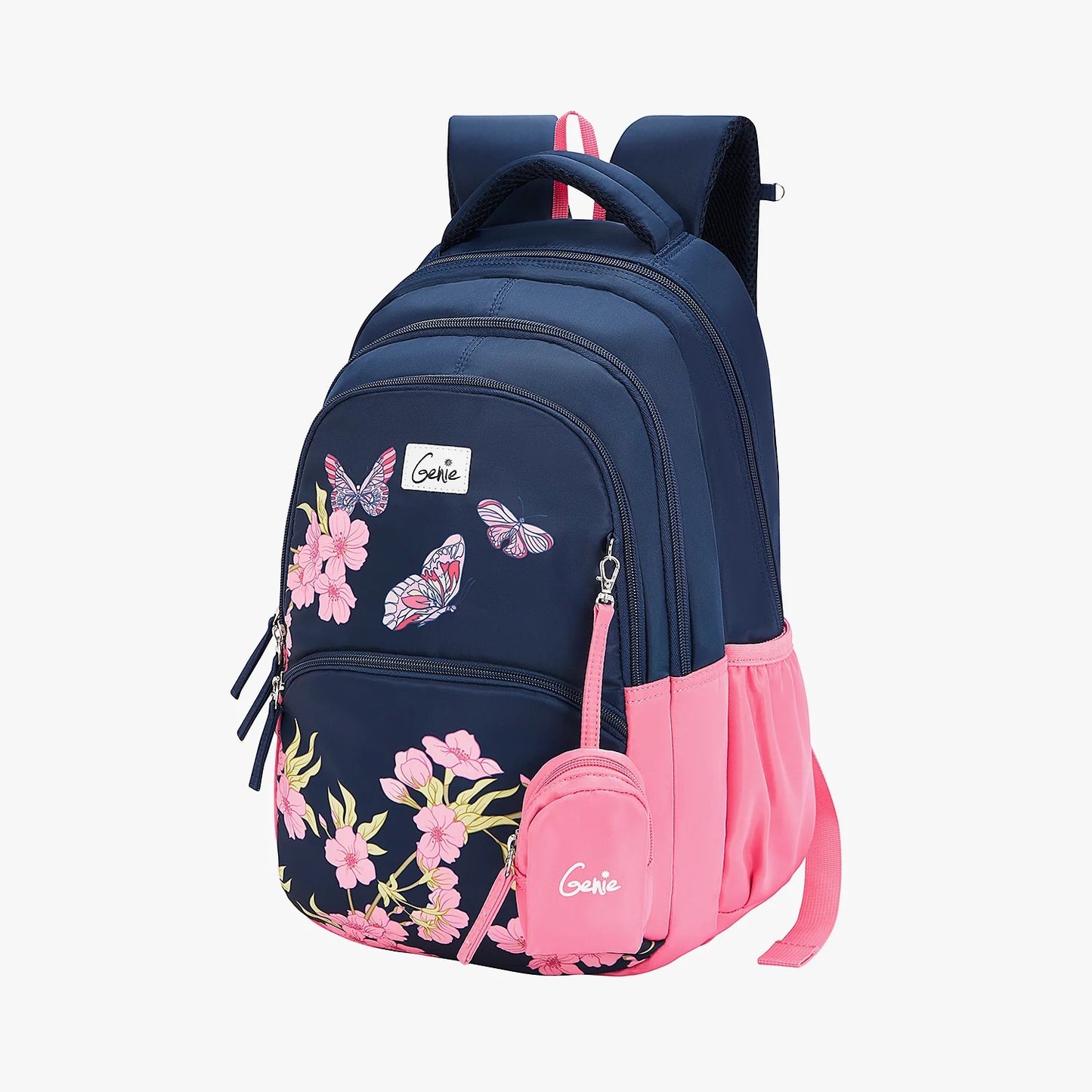 Genie Lilac 27L School Backpack (Navy Blue & Dark Green)