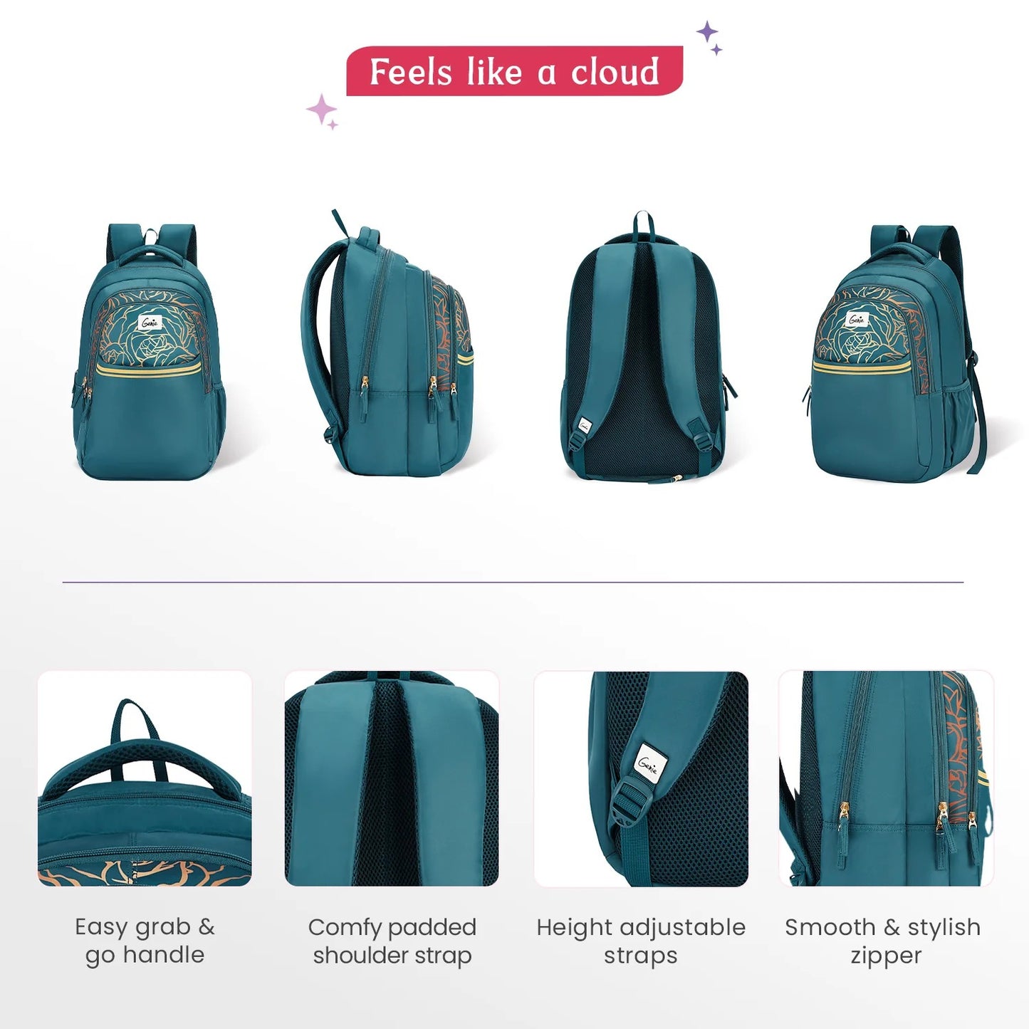 Glow 36L Black Laptop Backpack With Raincover (Black & Dark Green)