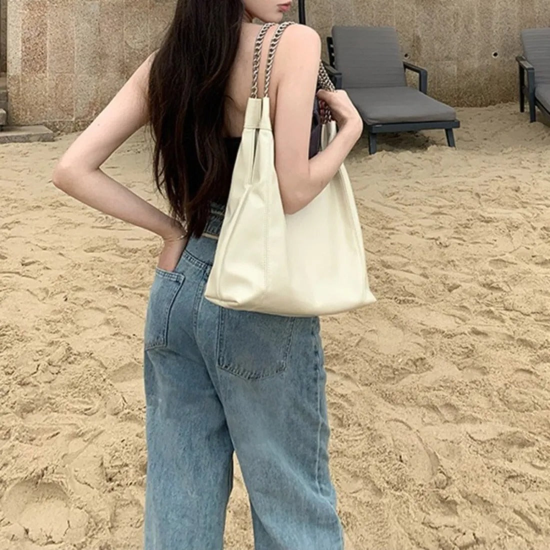 Trendy Fresh & Sweet PU Tote – Big Size Everyday Bag - Chain Sling Bag