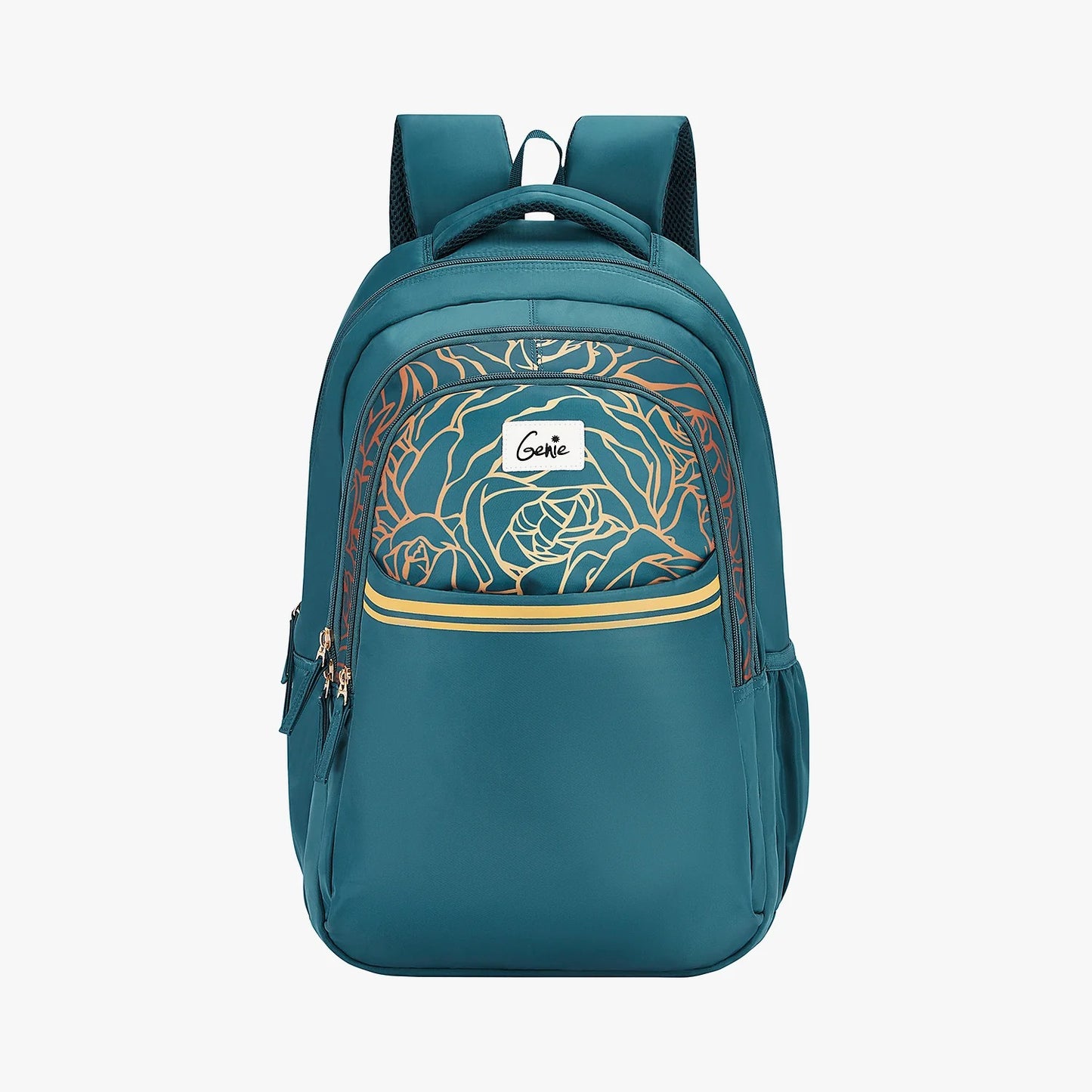 Glow 36L Black Laptop Backpack With Raincover (Black & Dark Green)
