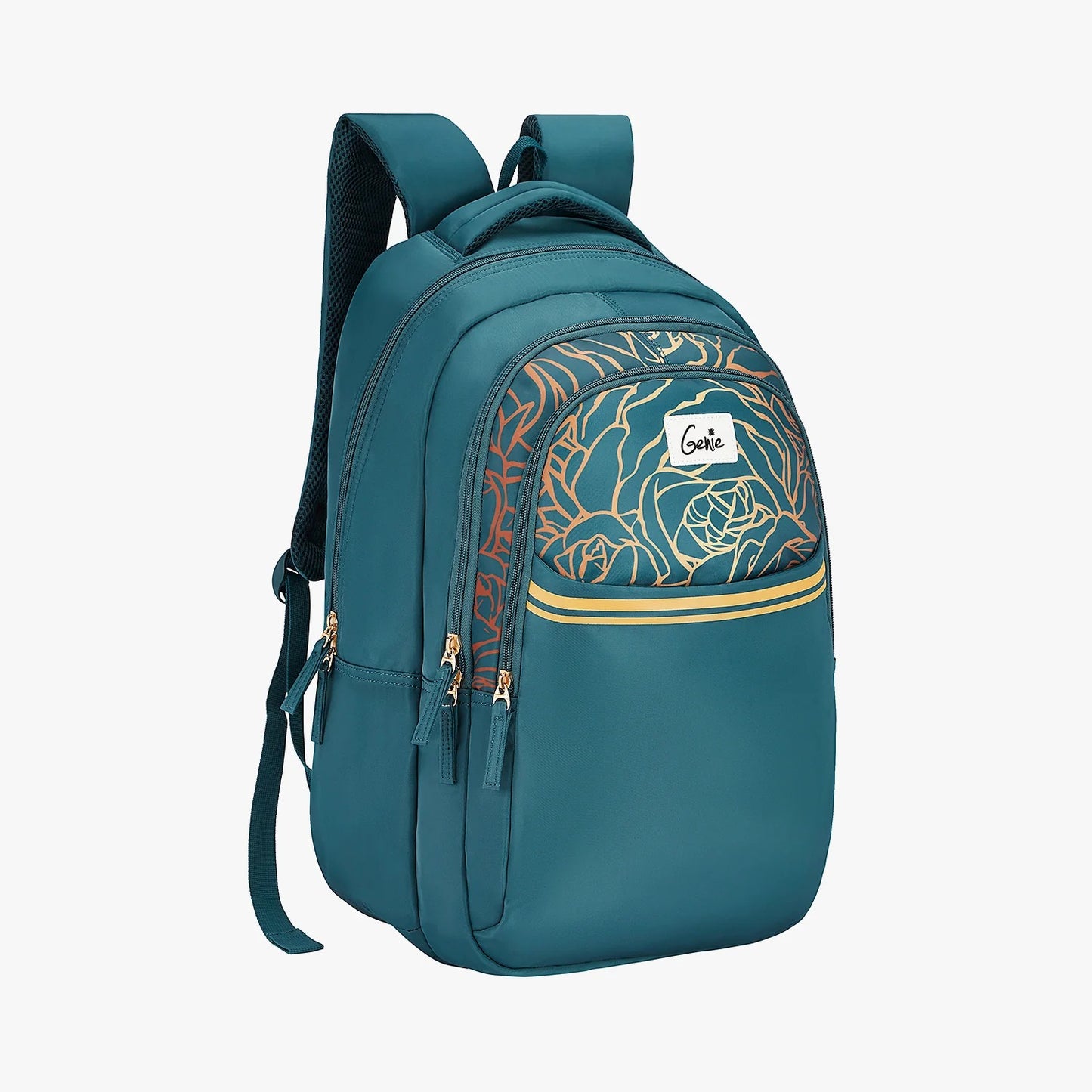 Glow 36L Black Laptop Backpack With Raincover (Black & Dark Green)