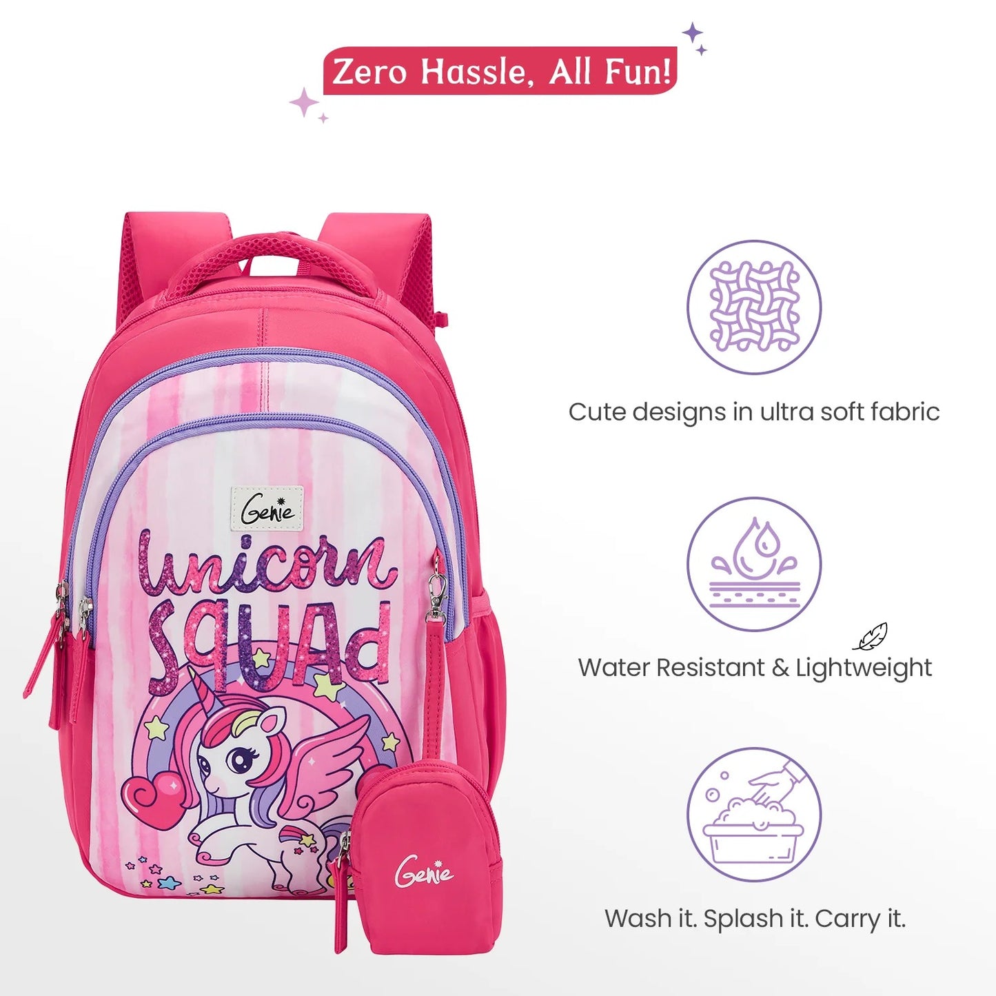 Genie Unicornsquad Small Backpack for Kids - Pink