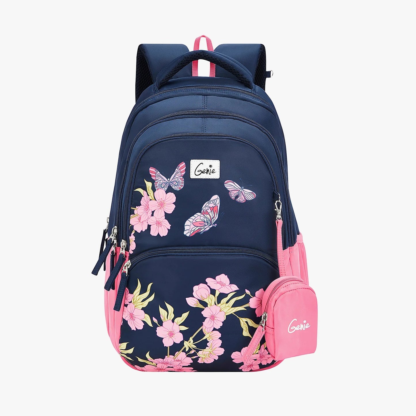 Genie Lilac 27L School Backpack (Navy Blue & Dark Green)