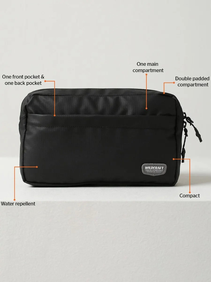 Large Travel Fanny Pack (Waist Pouch) - Black Wildcraft