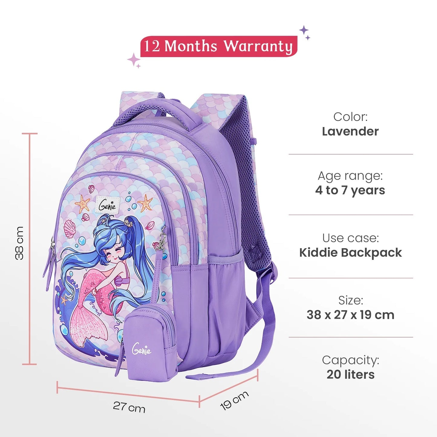 Genie Mermaid Small School & Picnic Backpack for Kids