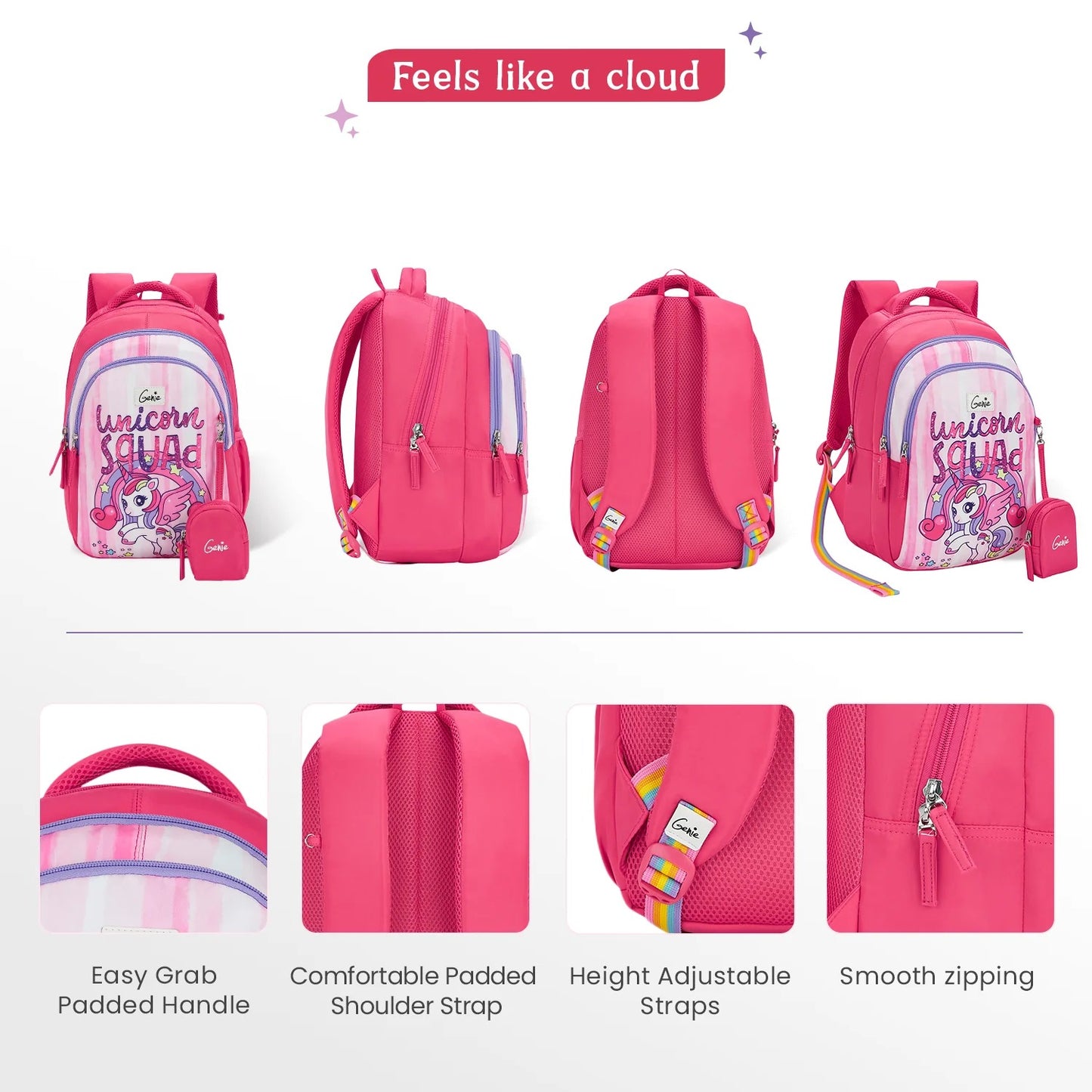 Genie Unicornsquad Small Backpack for Kids - Pink