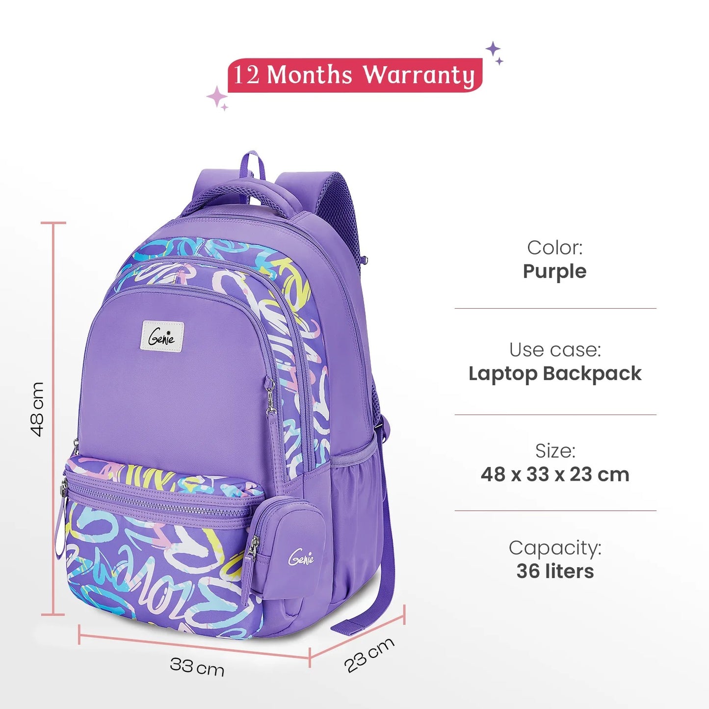 Genie Vera 36L Purple Laptop Backpack