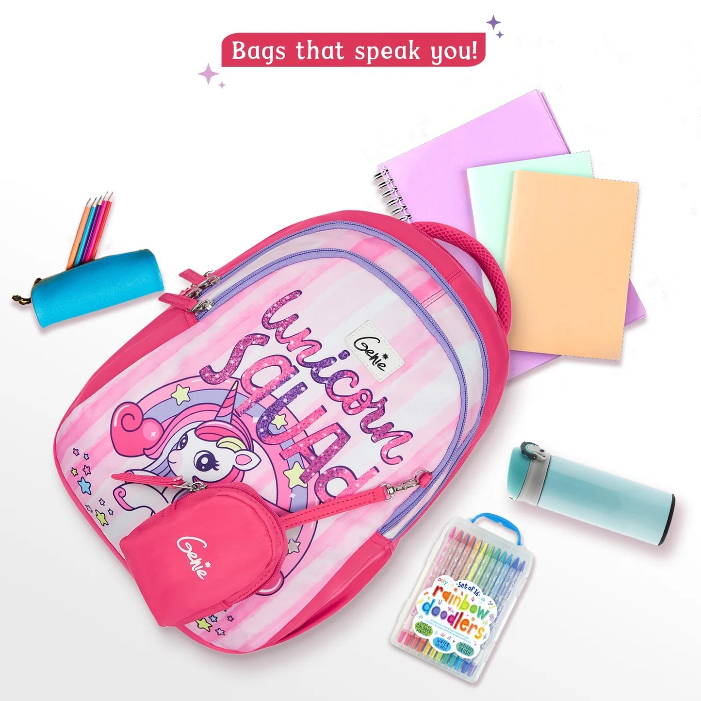 Genie Unicornsquad Small Backpack for Kids - Pink