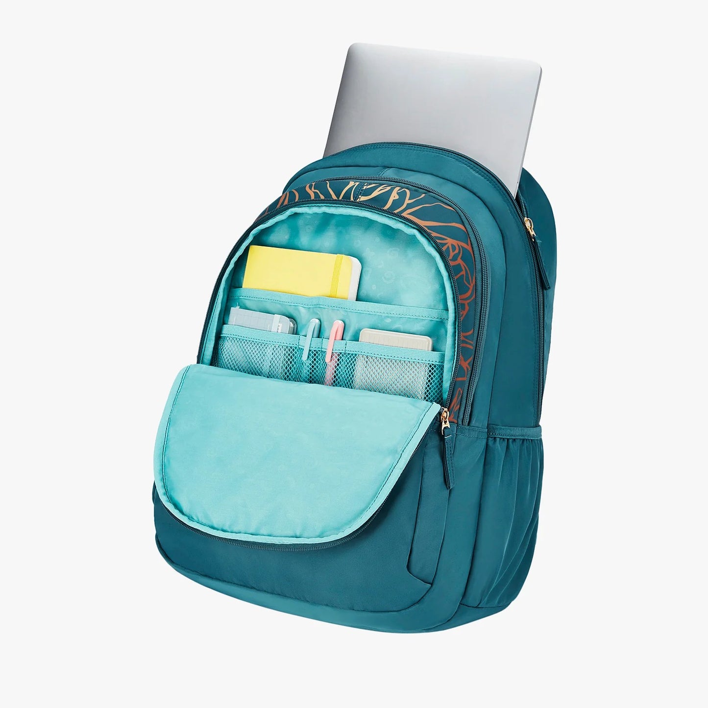 Glow 36L Black Laptop Backpack With Raincover (Black & Dark Green)