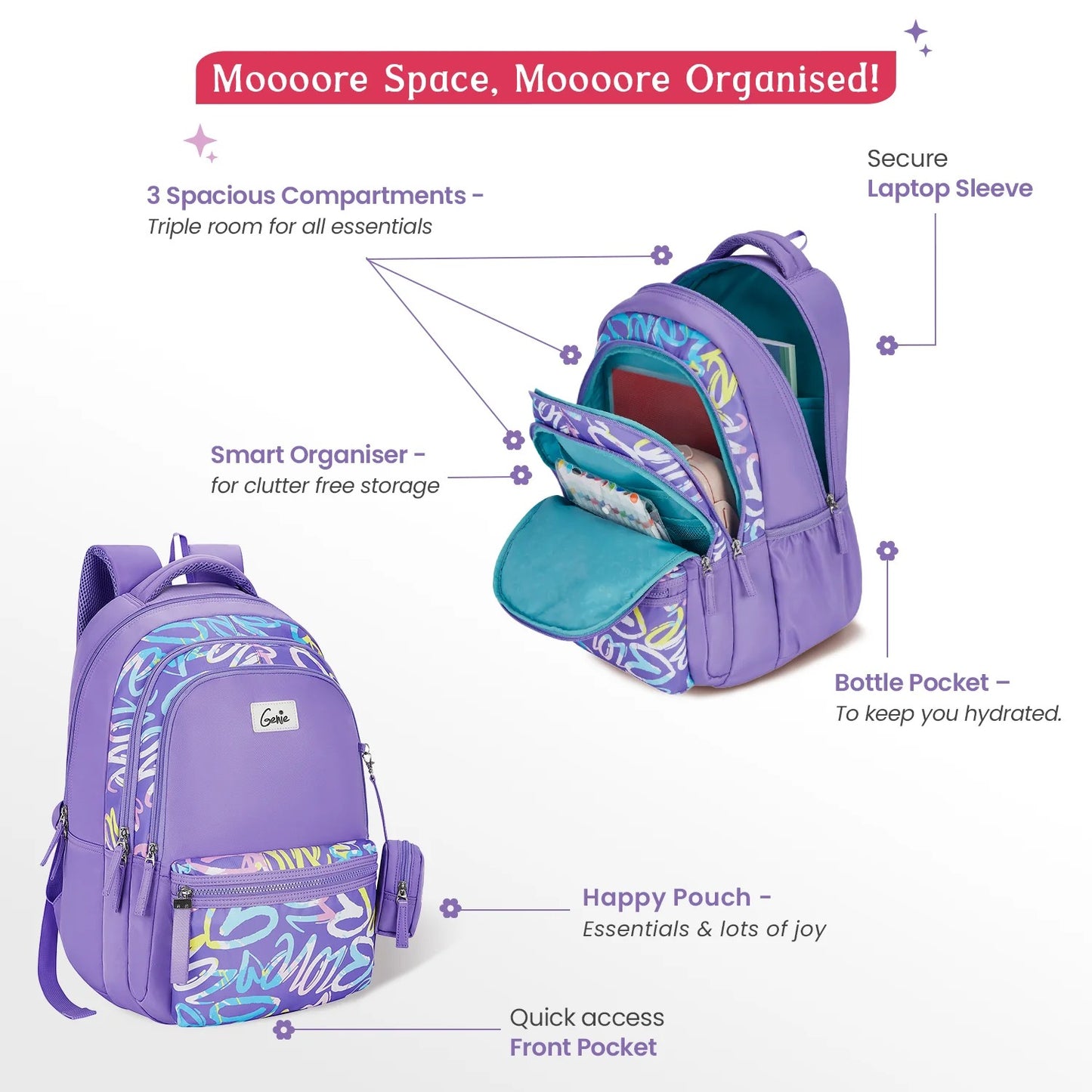 Genie Vera 36L Purple Laptop Backpack