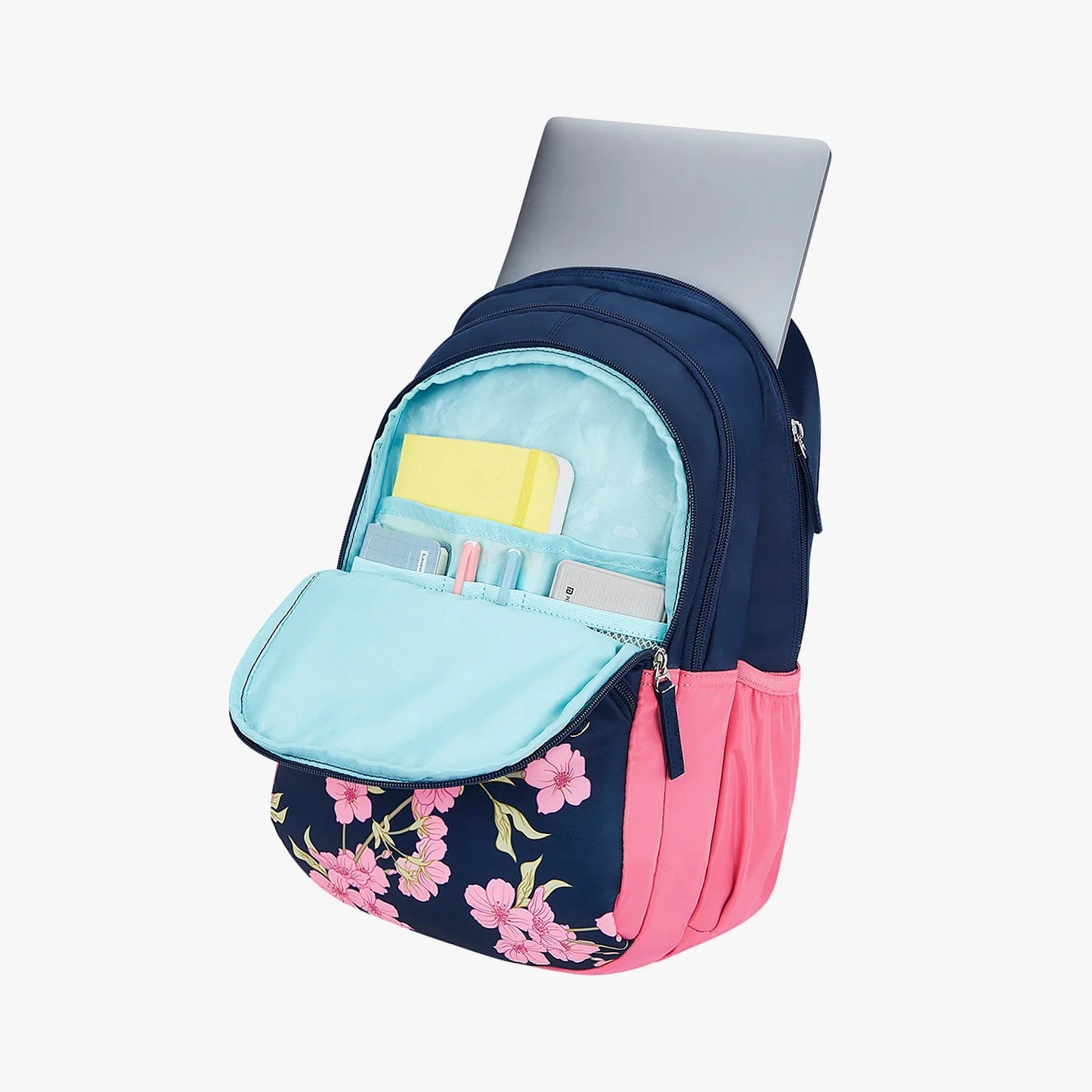 Genie Lilac 27L School Backpack (Navy Blue & Dark Green)