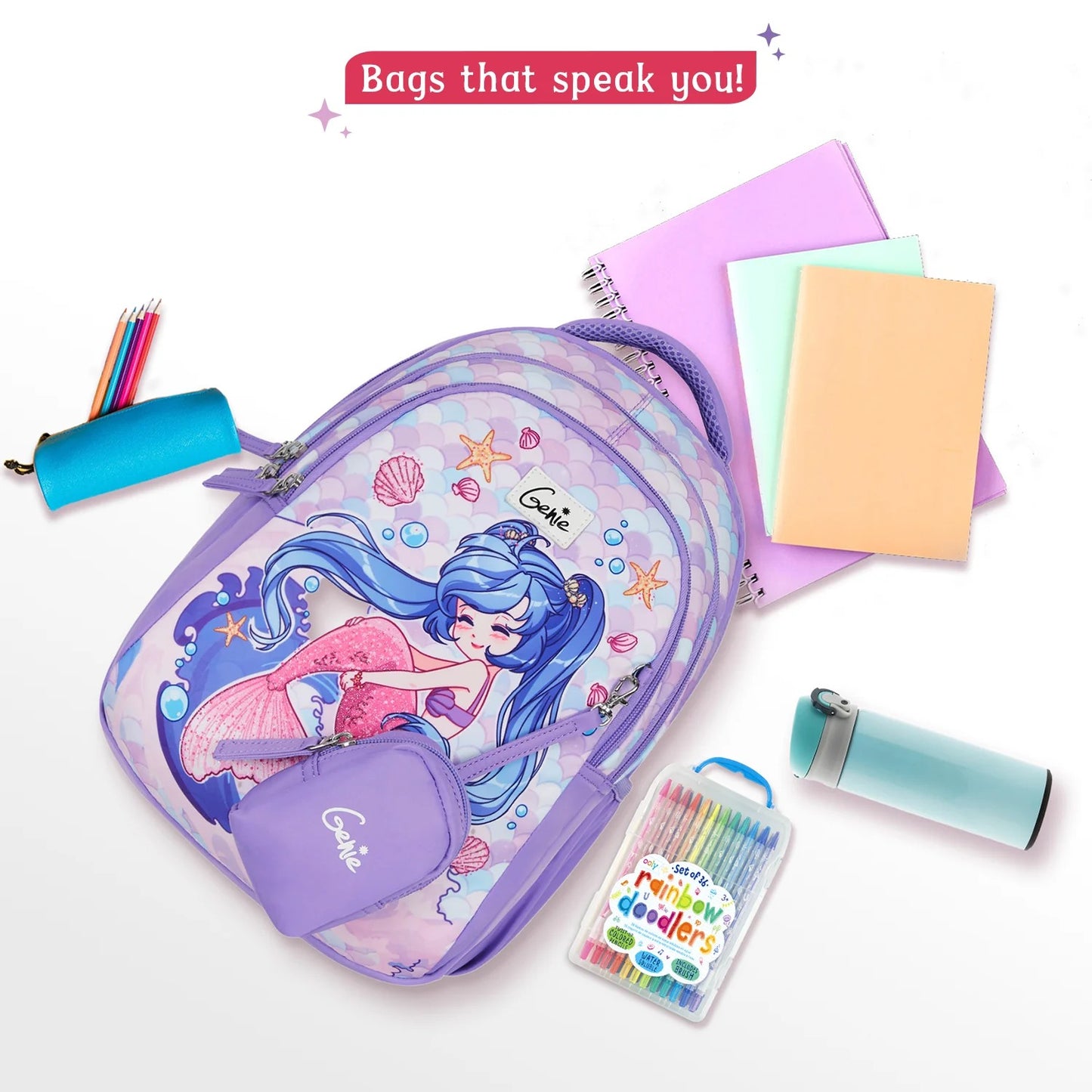 Genie Mermaid Small School & Picnic Backpack for Kids
