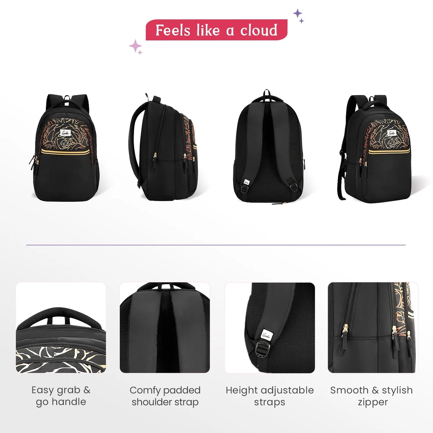 Glow 36L Black Laptop Backpack With Raincover (Black & Dark Green)