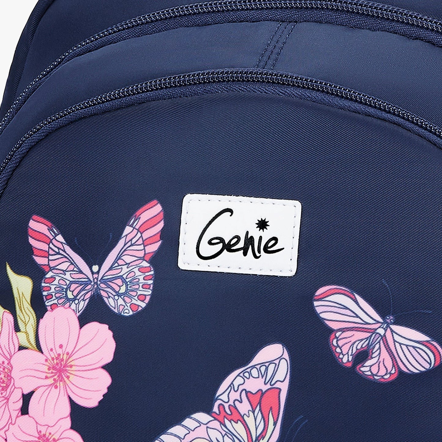 Genie Lilac 27L School Backpack (Navy Blue & Dark Green)