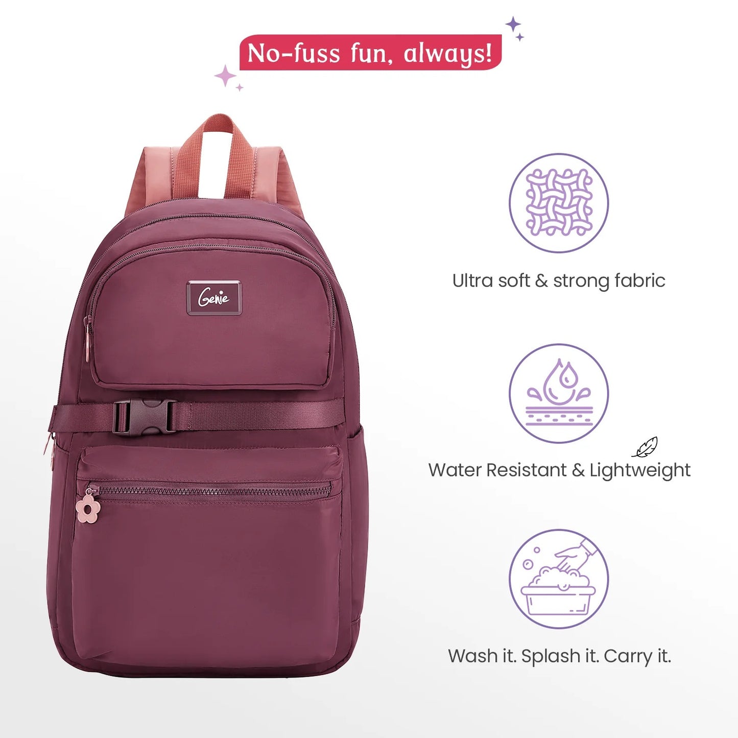 Genie Maple 21L Wine College Backpack With Laptop Sleeve