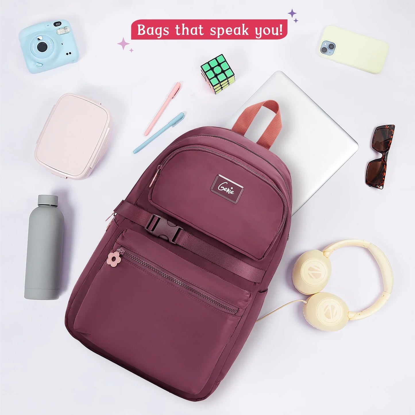 Genie Maple 21L Wine College Backpack With Laptop Sleeve