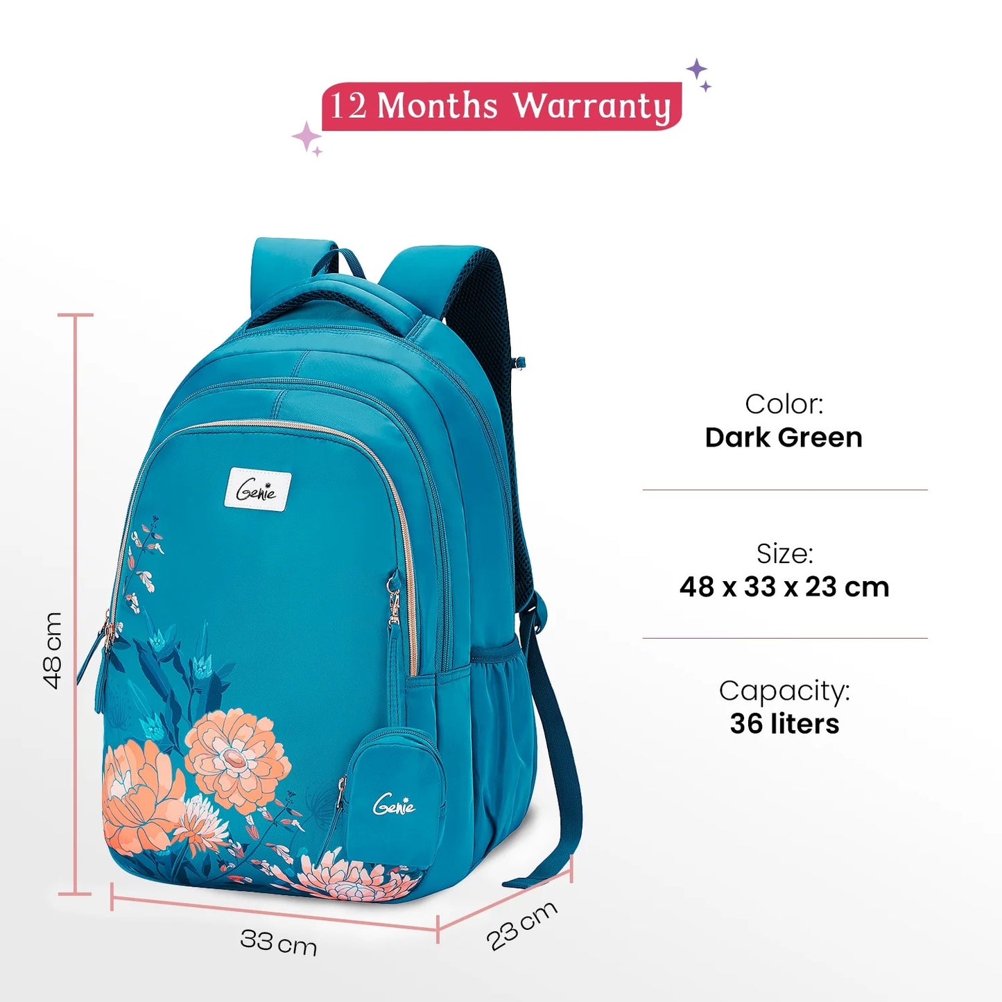Genie Lovelace 36L Dark Green School Backpack