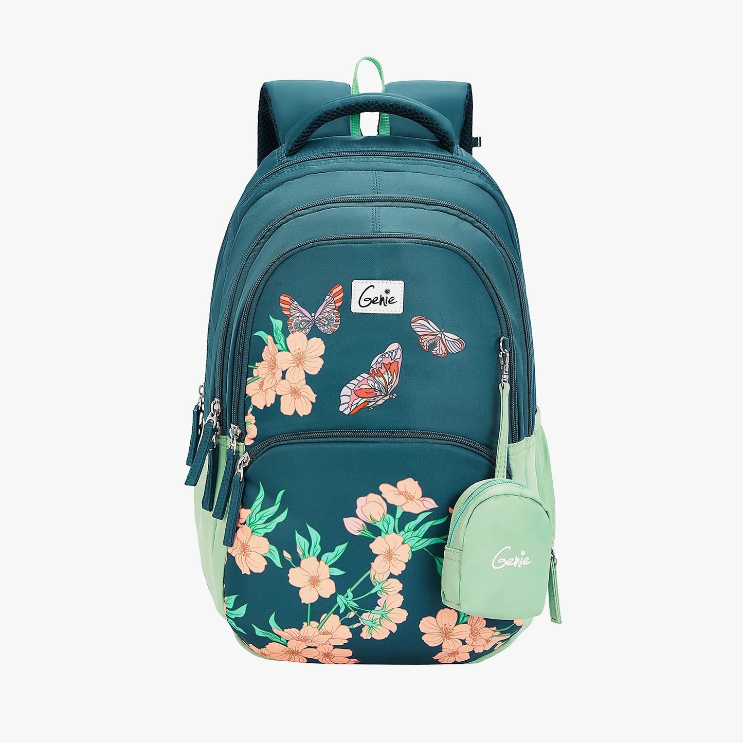 Genie Lilac 27L School Backpack (Navy Blue & Dark Green)