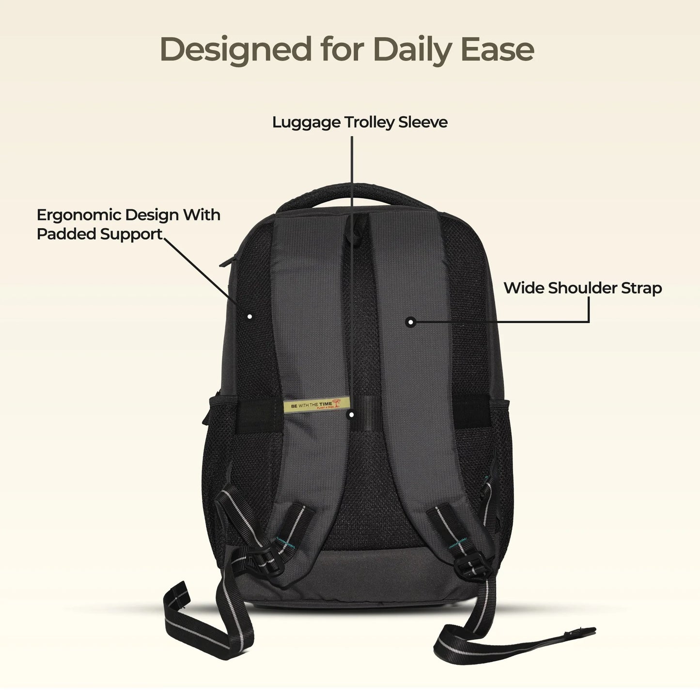 Timus Cyprus Business Smart Premium Polyester Backpack -21L | Fits Upto 15.6-inch Laptop with Ventilated Back Panel, Travel Durable Bag Ideal for Office, Travel, School