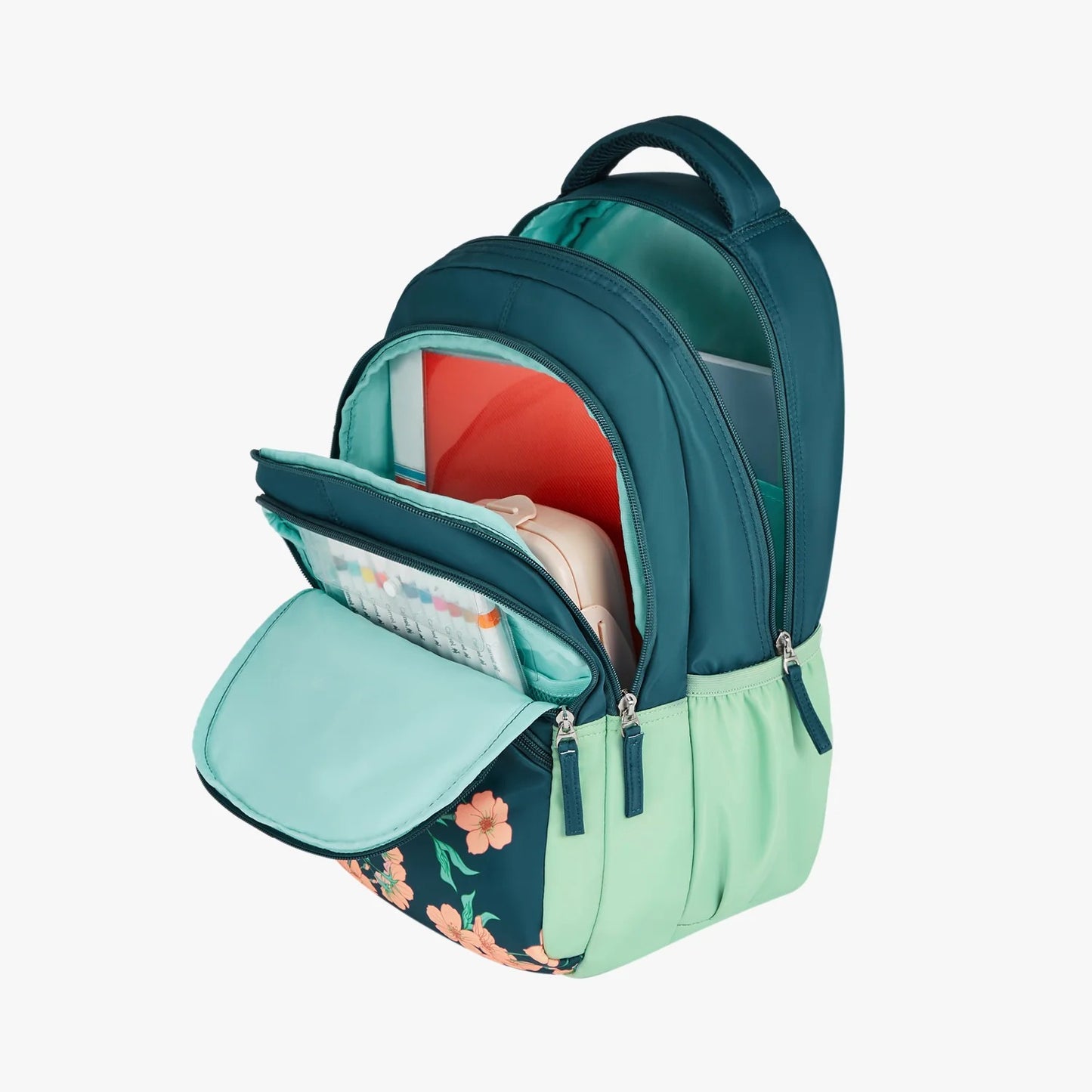Genie Lilac 27L School Backpack (Navy Blue & Dark Green)