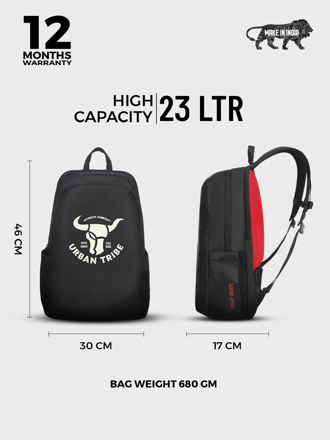 Urban Tribe Night Rider Skull Backpack For Riders