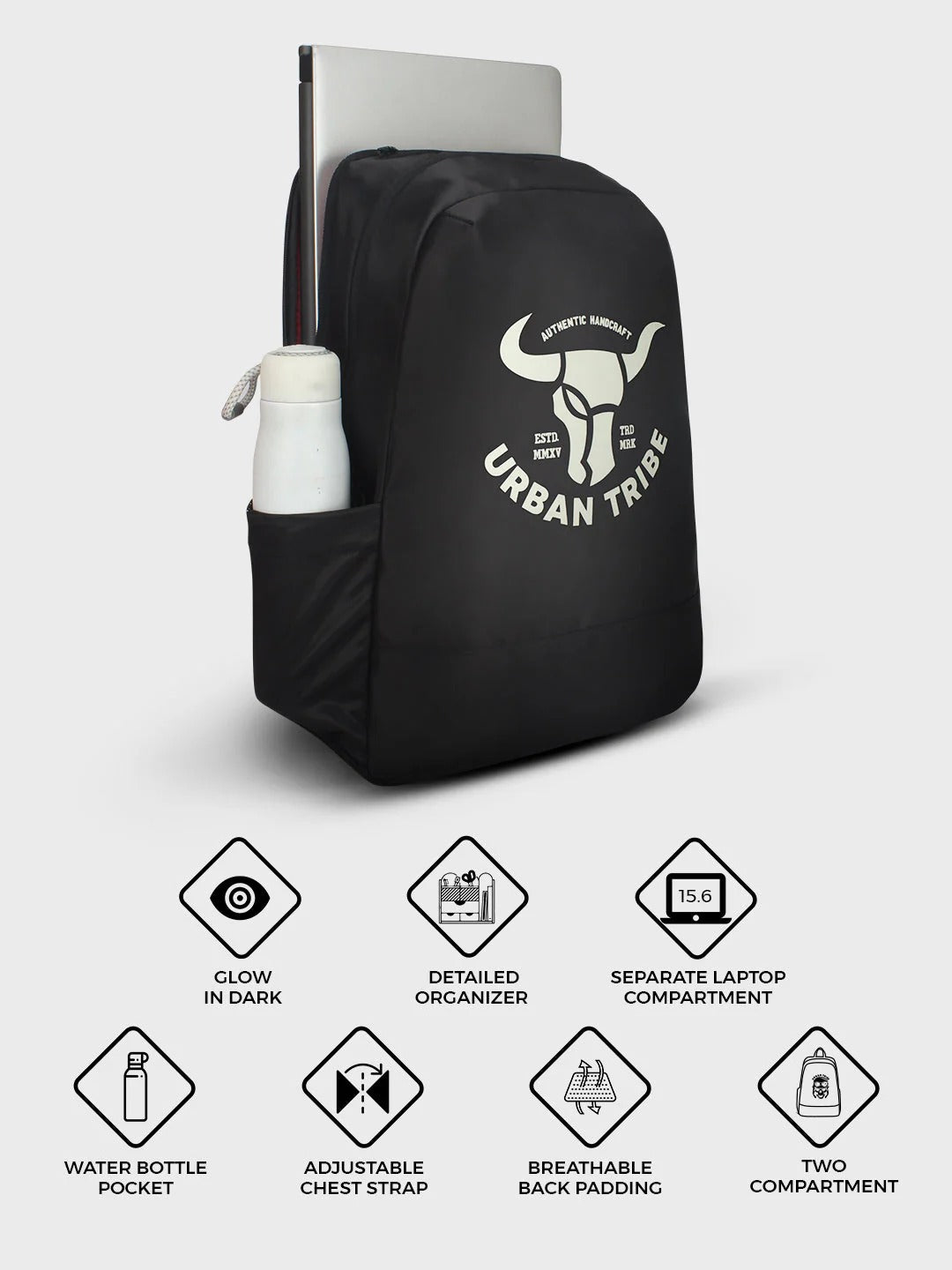 Urban Tribe Night Rider Skull Backpack For Riders