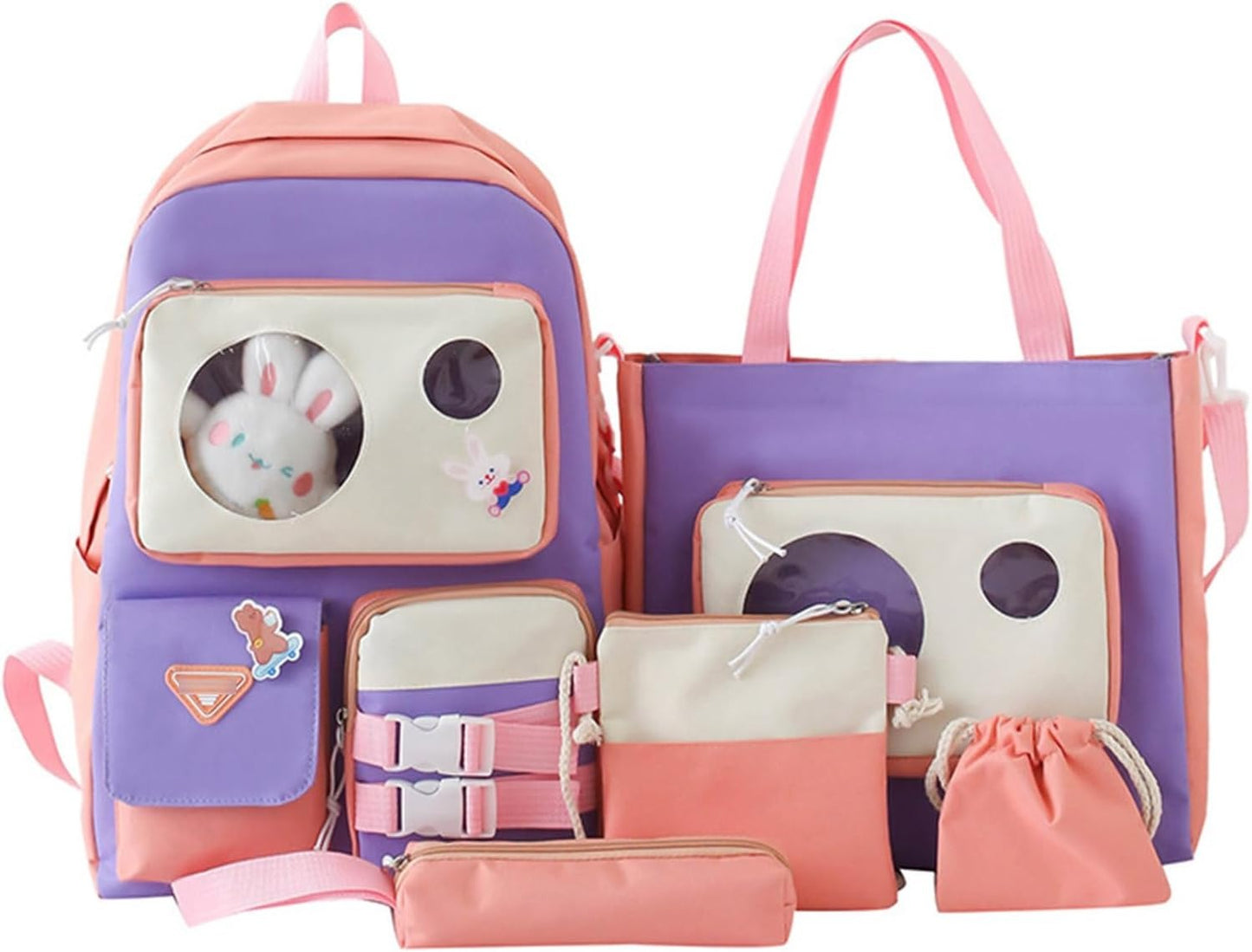 Cute Girls School Backpack Set – Large Capacity, Waterproof & Lightweight | 5 PC COMBO
