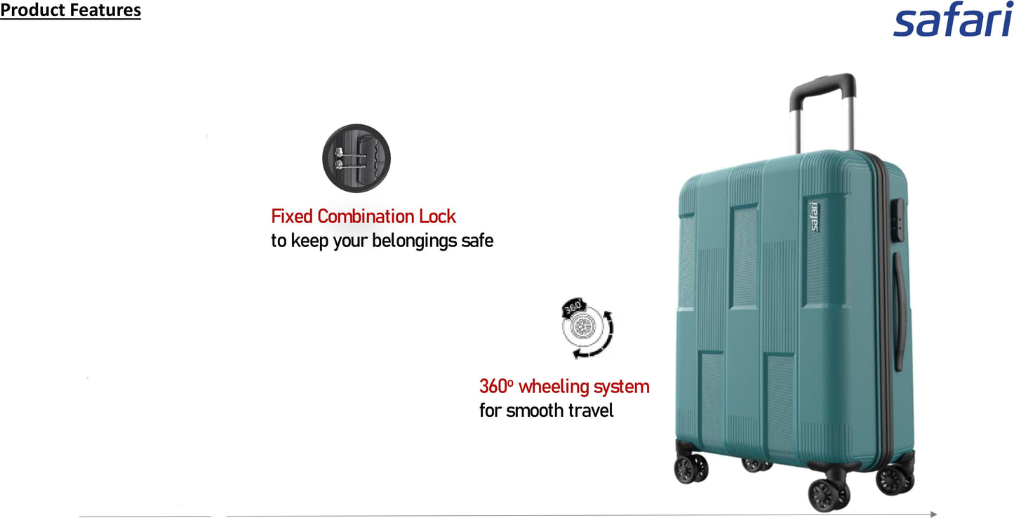 Safari Club 8W Polypropylene Luggage Set of 3 – Teal