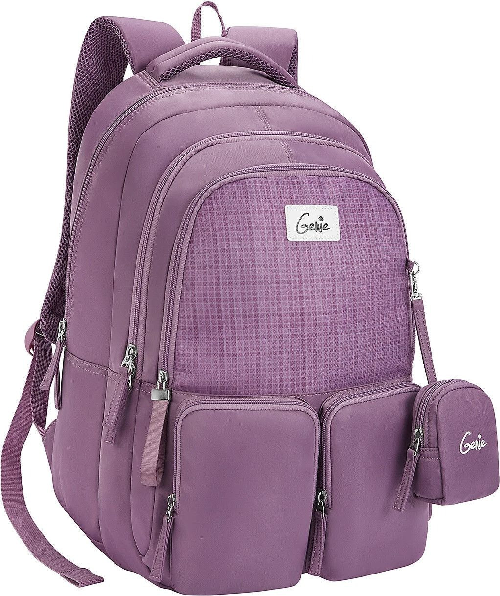 Genie ARIANA Wine School Backpack for Girls |19 In-36 Ltr with Three Compartments, Side Pockets and Light Weight