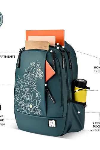 Gear Fiction 35L Casual Backpack with 3 Compartments, Laptop Sleeve & Bottle Holders